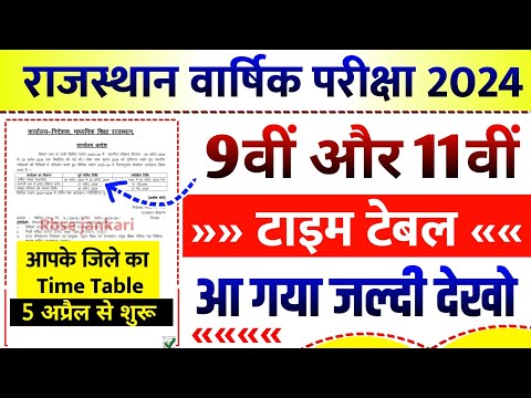 RBSE 9th & 11th Class Exam 😍 Time Table 2024 | कक्षा- 9 और 11 वार्षिक परीक्षा 2024 टाइम टेबल आ गया 🥰