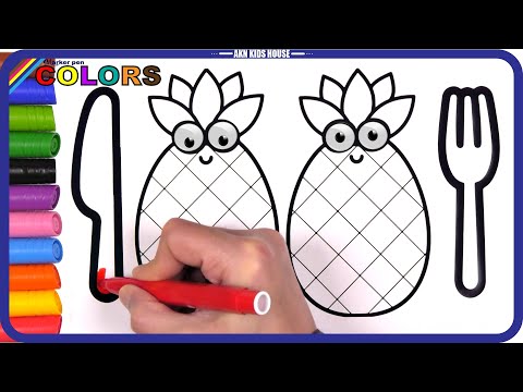 ( Fruits ) PineApple and Marker Pencil Coloring / Akn Kids House