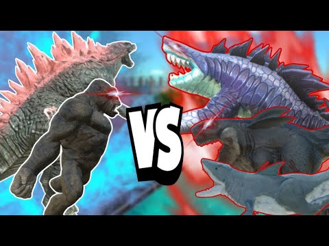 Angry Kong x Godzilla Evolved VS Sharkzilla for rescue Human in ARBS