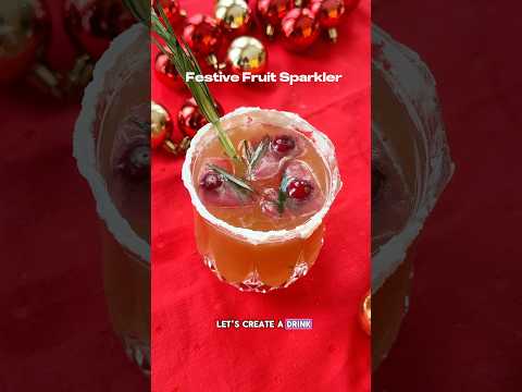 Festive Fruit Sparkler Mocktail Recipe #holidayonshorts  #mocktails #chrismas