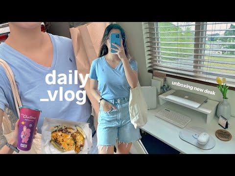 daily vlog ☁️ unboxing packages, setting up new desk, trying birria tacos 🌮