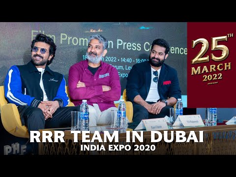 RRR team in Dubai | India Expo 2020 | #RRROnMarch25th | NTR, Ram Charan | SS Rajamouli