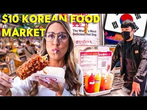 $10 Korean Food Eating Challenge! 🇰🇷 Seoul Street Food Gwangjang Market