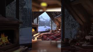 Serene Winter Nights: Cozy Cabin Ambience with Fireplace Crackles and Gentle Snowfall