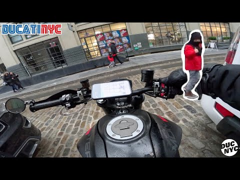 Cold Wet Winter Ducati commute in Brooklyn - KIDS LOVE BRAPS