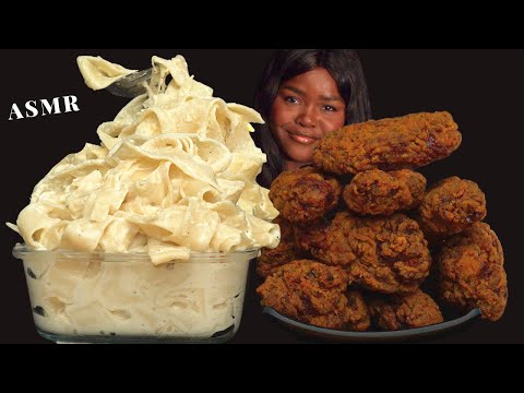 ASMR CHICKEN WINGS  & ALFREDO CREAMY PASTA MUKBANG (Talking) |Sticky Eating Sounds