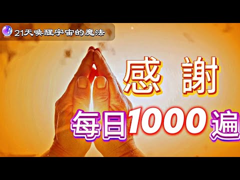 每天感謝1000次|听一遍就够了！[1000次=32分钟]"感謝"▶每天1000次，21天的感恩咒语练习▶真诚地感謝，高頻的好事就会来到我的生活中。每天都要坚持！