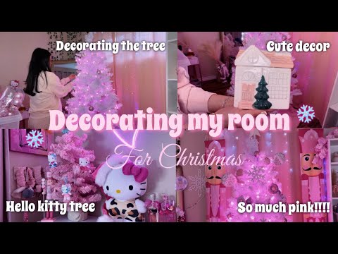 DECORATING MY ROOM FOR CHRISTMAS 2023 | Pinkmas galore!!! 🎄💕❄️