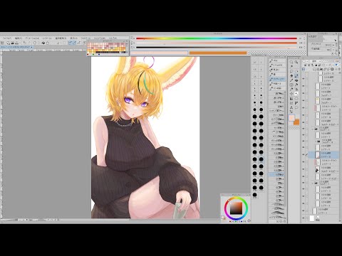 無言で作業垂れ流し【お絵かき/尾丸ポルカ】