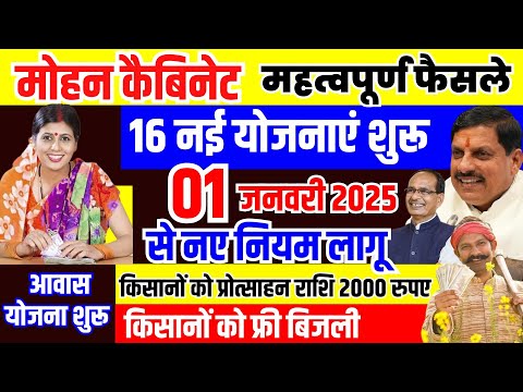 मोहन कैबिनेट बैठक 1 January 2025 से नए नियम लागू  | 16 नई योजनाएं शुरू | आवास योजना Mohan Yadav News