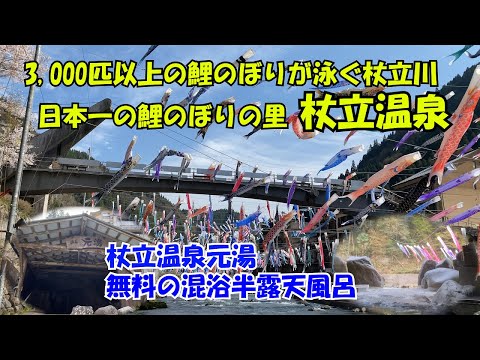 【ひろじぃの気まま旅】杖立温泉一人旅　3,000匹の鯉のぼりが泳ぐ杖立温泉を歩く　橋から丸見え半露天の元湯で温泉を楽しみ杖立プリンを味わう