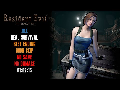 [Resident Evil HD Remaster] Jill, Real Survival, Best Ending, No Save, No Damage (IGT 01:02:15)