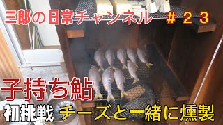 三郎の日常２３子持ち鮎の燻製に初挑戦しました。一緒にチーズの燻製も作ります。Smoking Parent sweetfish　Cheese　天然鮎　あゆ