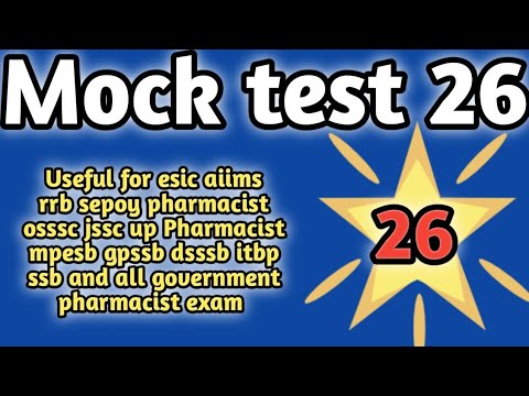 mock test26 forgovernmentpharmacistexam preparation#rrbpharmacistexam#ossscpharmacistandmphwexam2024