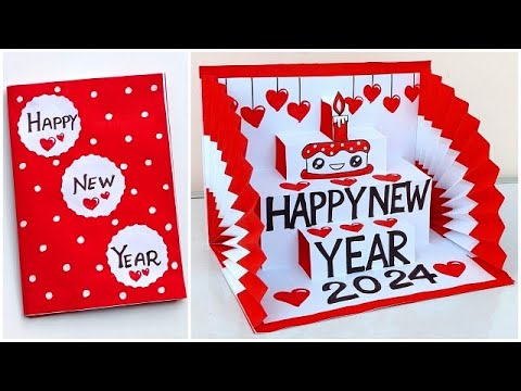 DIY - Happy New year pop up card 2024 / Handmade New year greeting card / Easy new year card