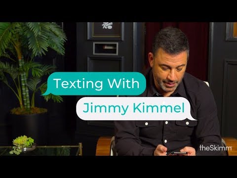 Jimmy Kimmel texts with theSkimm