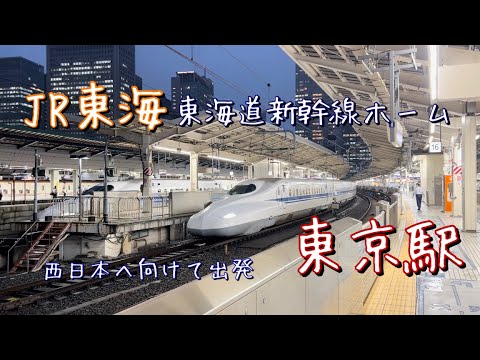 JR東海（東京駅）　東海道新幹線ホーム次から次へと列車が発着