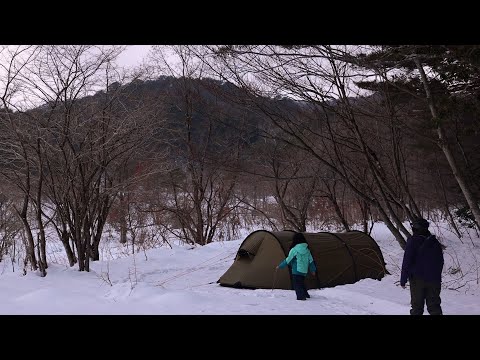 【ケロン4GT】雪中年末家族キャンプ、ソロキャンプギアでファミキャン2022/12【hilleberg】【KERON4GT】【JAPAN】すき焼き