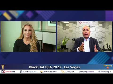 Shira Rubinoff at Blackhat with Israel Mazin, CEO and Chairman of Memcyco