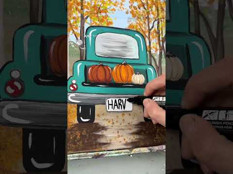 [clip] Adding a word to the license plate! #fallvibes #harvesttime #painting #BeginnerFriendly