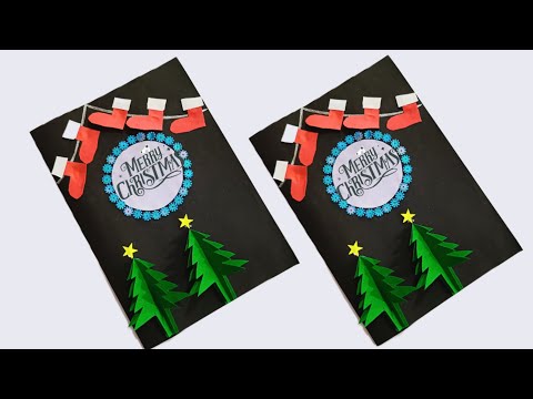 easy and beautiful Christmas card making, Christmas greeting card making, DIY Christmas card,