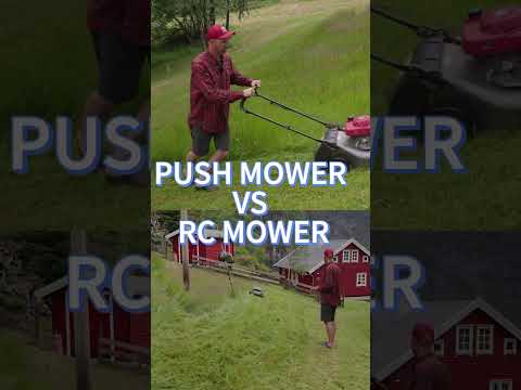 Do you prefer sweating it out with a push mower or cruising with our RC mower?🌿 #mowrator #rcmower