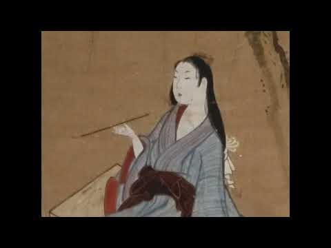 宮川一笑(1689~1779)《柳下美人図》 紙本着色 軸装 一幅 94.1×17.5江戸時代・18世紀 東京国立博物館蔵