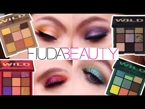 HUDA BEAUTY WILD OBSESSION PALETTES 4 LOOKS REVIEW+SWATCHES