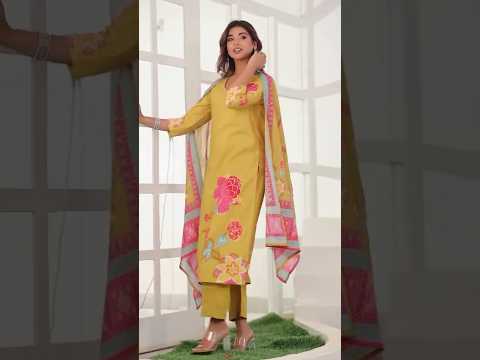 Straight Kurti Pant Dupatta, Cotton Fabric, Digital Print #viral #albelee #shorts #ytshorts