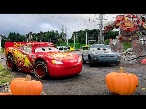 Lightning McQueen TRANSFORMERS in Real Life on Road cars PIXAR drift