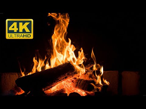 🔥 FIREPLACE Ultra HD 4K. Fireplace with Crackling Fire Sounds. Fireplace Burning. Fire Background