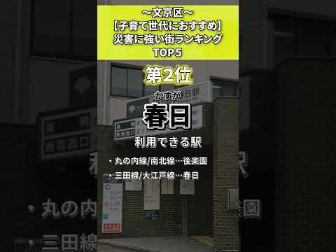 文京区 災害に強い街ランキングTOP5