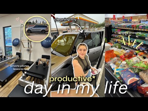 a *PRODUCTIVE* day in my life without my phone ☀️ | washing my car, pilates, fridge restock