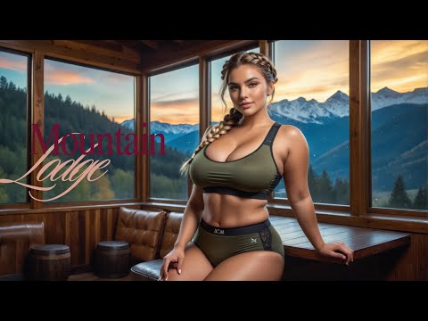 [4K] Rustic Mountain Lodge at Dusk Featuring Trendy 2025 Outfits | Ai Lookbook | AI Bikini Model