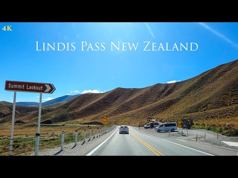 Driving Lindis Pass New Zealand In Summer 4K | Lake Pukaki | South Island New Zealand Driving Tour