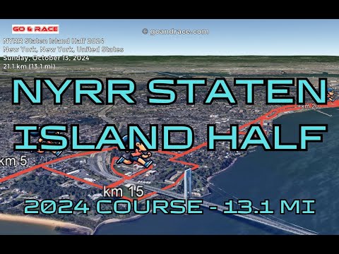 NYRR Staten Island Half 2024: fly over the half-marathon course! Video of the race path.