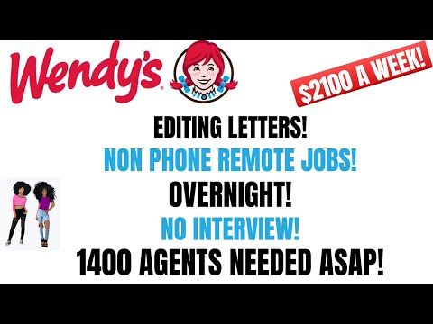 Wendy's  Hiring! Editing Letters $2100 A Week Remote Jobs Overnight No Interview No Experience #wfh