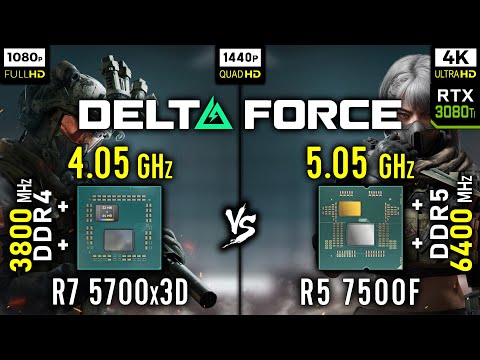 Ryzen 7 5700x3D vs Ryzen 5 7500F in Delta Force | RTX 3080 Ti [ 1080p vs 1440p vs 4K ]