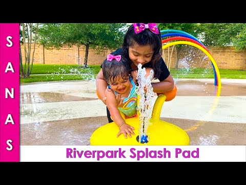 Zoey & Ana Playing at River Park Splash Pad Family VLOG - SKS