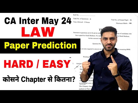 Paper Prediction LAW CA Inter may 24 ICAI Exam LAW Important Topics questions Most IMP chapters