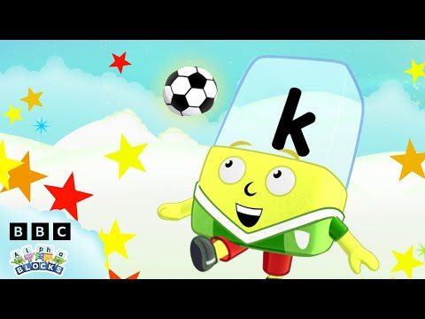 ⚽️ Kickabout with Alphablock K | Letter of the Week | Learn to Spell | @officialalphablocks