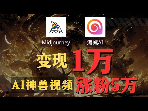 【AI搞钱实操】AI神兽爆款视频制作流程，Midjourney+海螺AI一键生成AI神兽视频，利用AI月入过万。