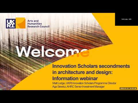 UKRI Innovation Scholars Programme – AHRC secondments in architecture and design webinar