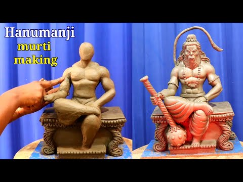 Making Hanuman ji murti on singhasan with clay | clay art