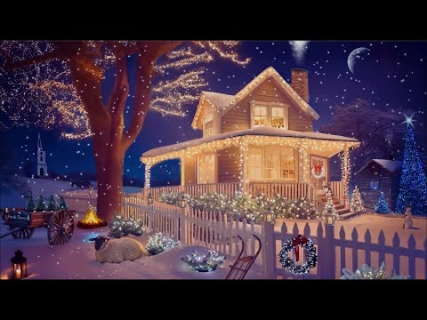 COZY RUSTIC WINTER FARMHOUSE AMBIENCE-CHRISTMAS TREES-FALLING SNOW-FESTIVE LIGHTS-CALMING SOUNDS