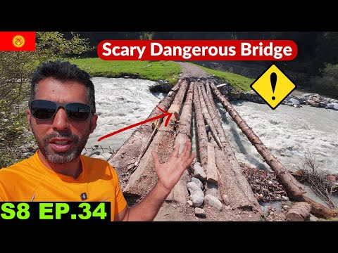 No Warnings about this Scary Dangerous Bridge 🇰🇬 S8 EP.34 | Pakistan to Japan Motorcycle Tour