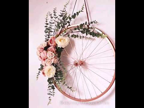 || Lets learn to reuse old wheel into a beautiful floral wall decor with me || #shorts #viral #diy