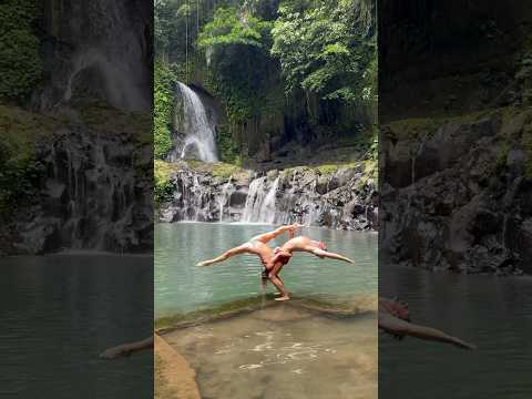 Waterfall Acrobatics 💧 Beautiful view from Bali! #circus #acrobat #circuslife