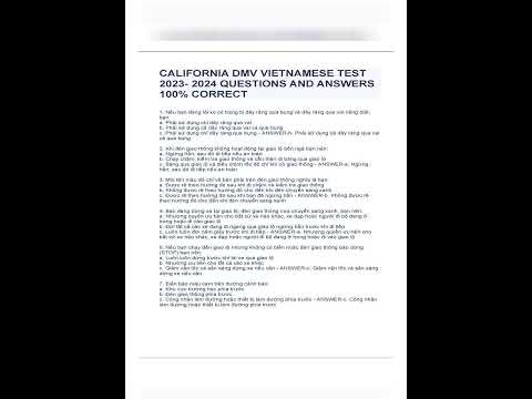 CALIFORNIA DMV VIETNAMESE TEST 2023  2024 QUESTIONS AND ANSWERS 100% CORRECT