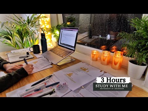 3 HOUR STUDY WITH ME | Background noise, 10 min Break, No music, Study with Merve